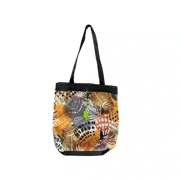 Vera Bradley Lighten Up Bag Painted Feathers Tote Black Zip Print Large Gift - Picture 5 of 8